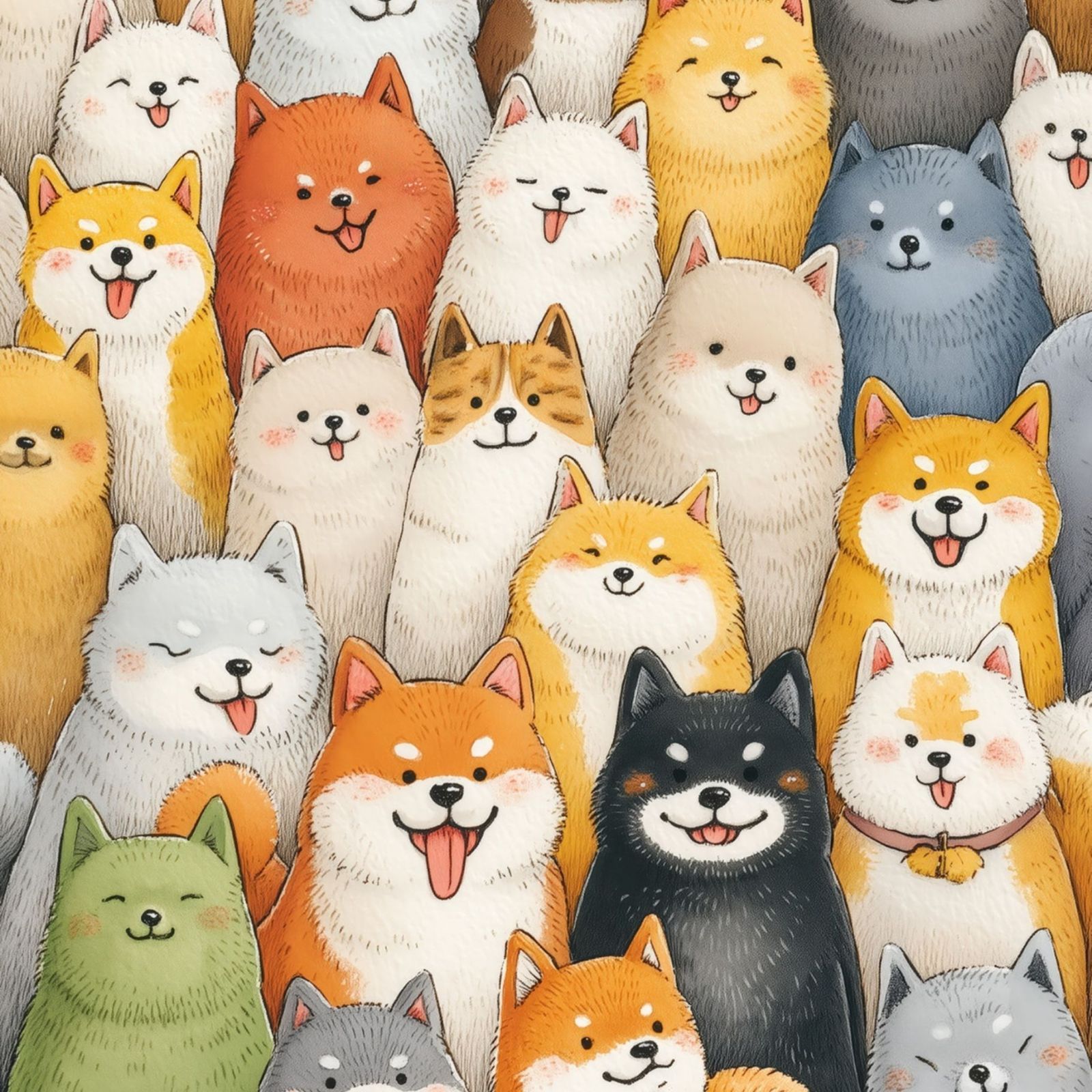 101匹のわんちゃん - 柴犬 豆柴犬 子犬 キュート かわいい 癒し系 インテリアアート ペットロス うちの子 記念日 アートポスター 犬の絵 犬のイラスト ギフト プレゼント