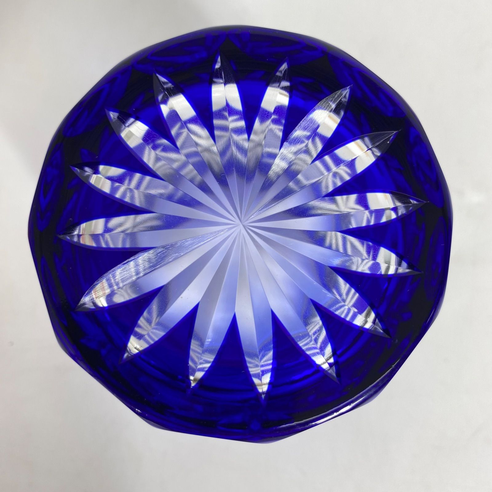 未使用 伝統工芸 正規 江戸切子 彩鳳 ペア ロックグラス 赤＆青 化粧箱