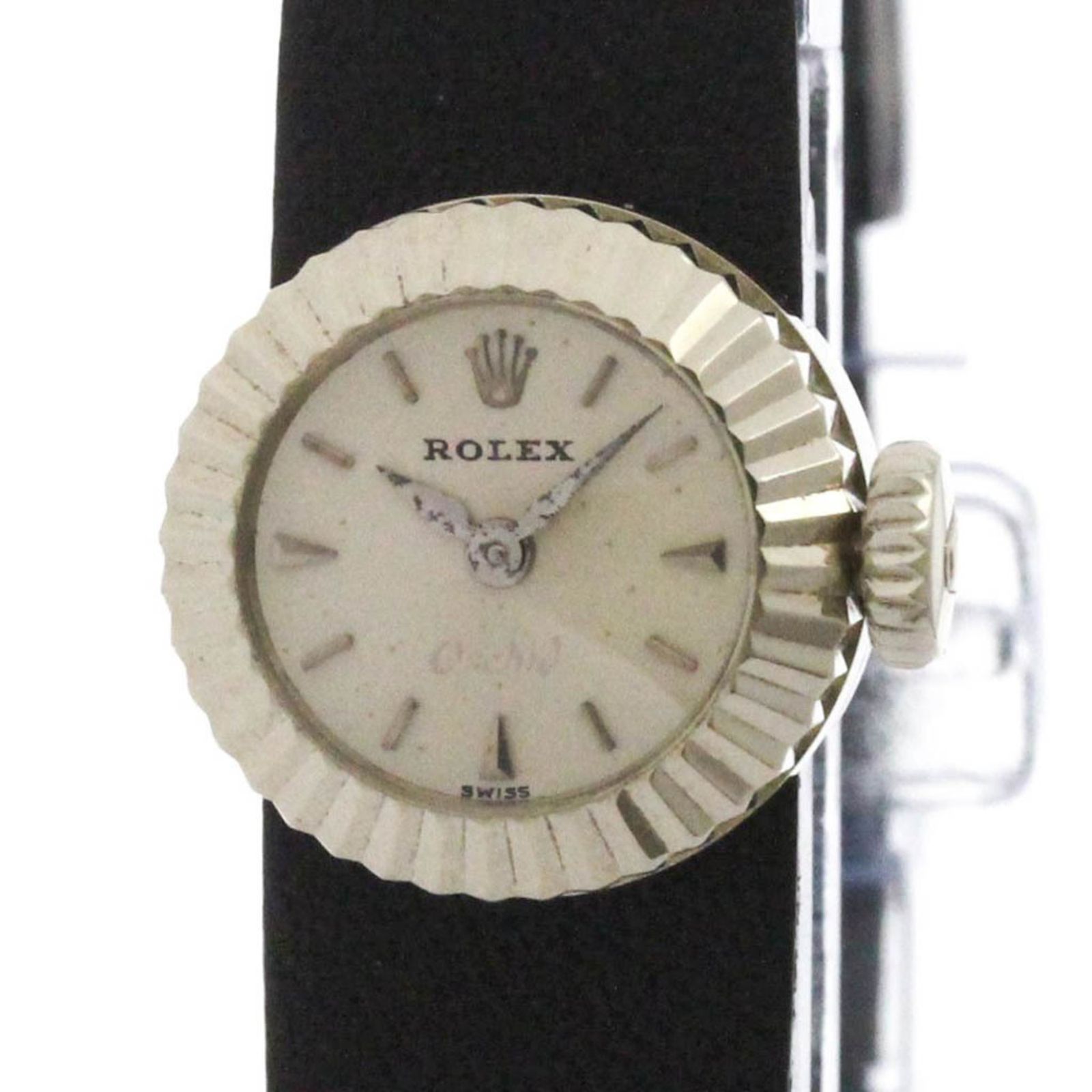 ロレックス ROLEX オーキッド K18 ホワイトゴールド レザー 手巻き レディース 時計