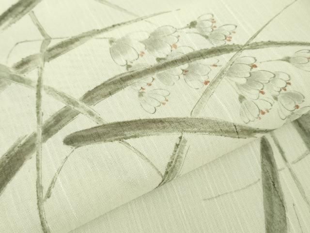 平和屋着物□極上 夏物 結城紬 夏結城 ロング丈 小紋柄 枝葉花文