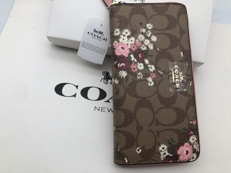 コーチ 長財布 COACH 財布 カーキマルチ フローラル プリント花柄