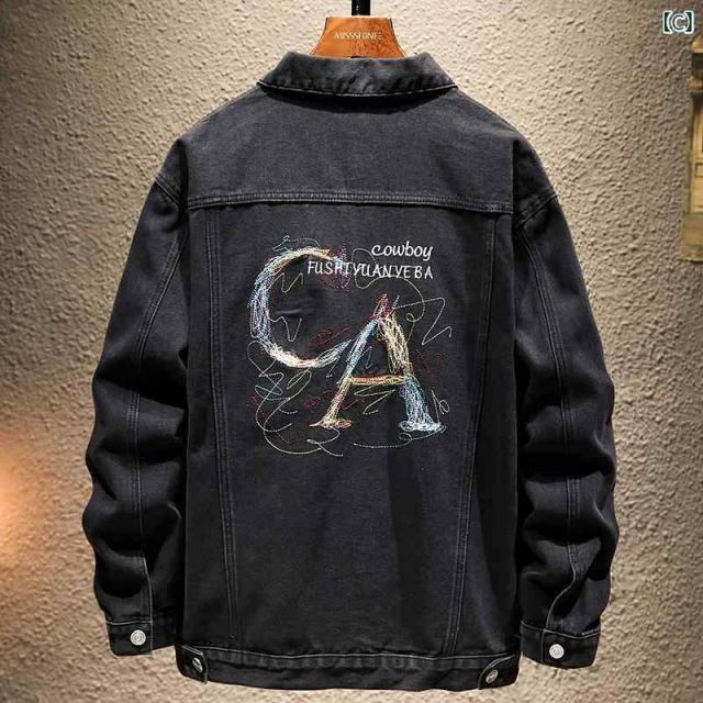 3XL メンズ ファッション オシャレ 男性用 シンプル 大人 かっこいい カジュアル ストリート ヒップホップ HipHop 春 刺繍 デニムジャケット ワークジャケット WWW_WOWDIGSITE_COM