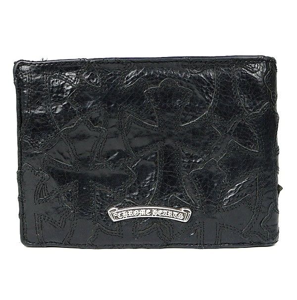 CHROME HEARTS 銀座店 クロムハーツ バンクローバー セメタリークロス ウォレット レザー SV925 黒 95174 期間限定CHROME HEARTS バンクローバーウォレット クロスパッチ