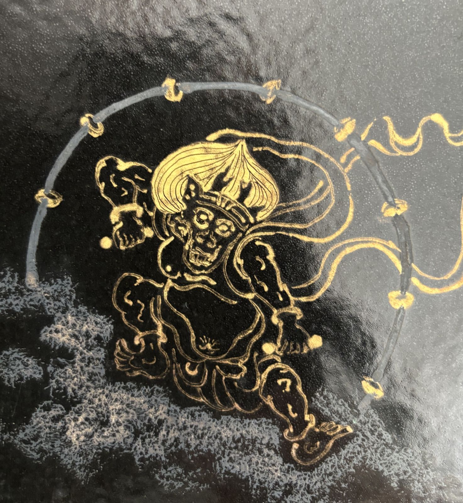 風神雷神　谷口正典　飾皿　共箱 美品 京清水焼 谷口正典作「風神雷神図」絵皿 エクセル