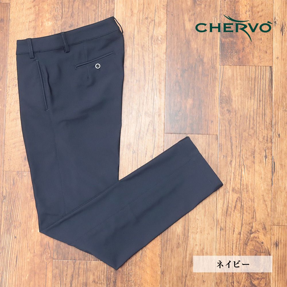 秋冬 CHERVO 46サイズ 美脚ゴルフ パンツ SPARVIERO 撥水 ストレッチ 保温 無地 シンプル 定番 シェルボ 紺 ネイビー md232