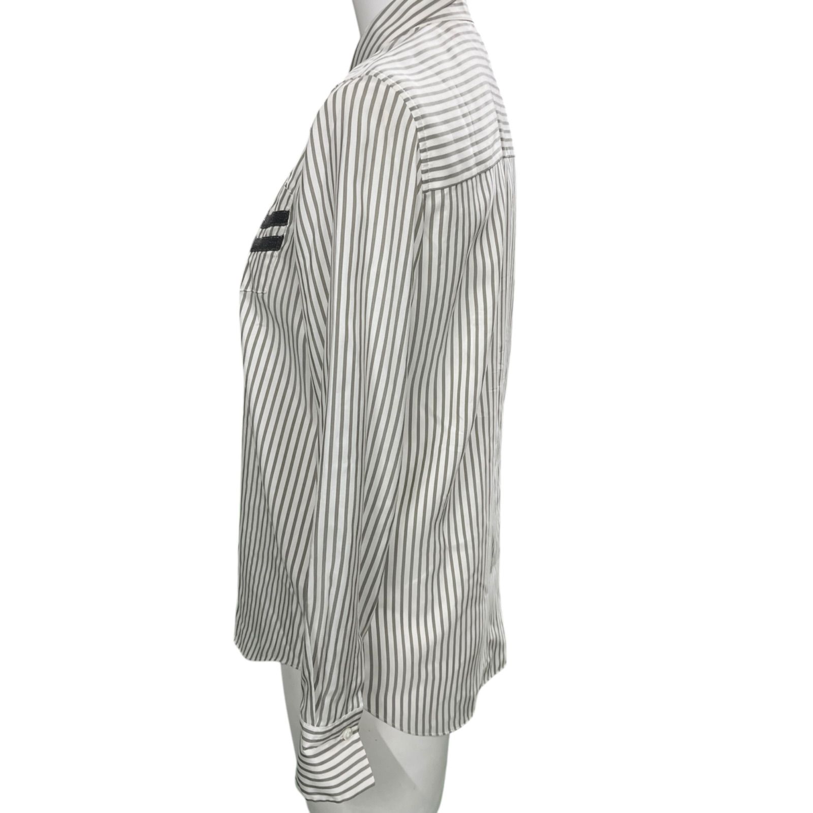 【最高級】BRUNELLO CUCINELLI ブルネロクチネリ シルクブラウス 未使用 ブルネロクチネリ brunello cucinelli シルク ストライプ