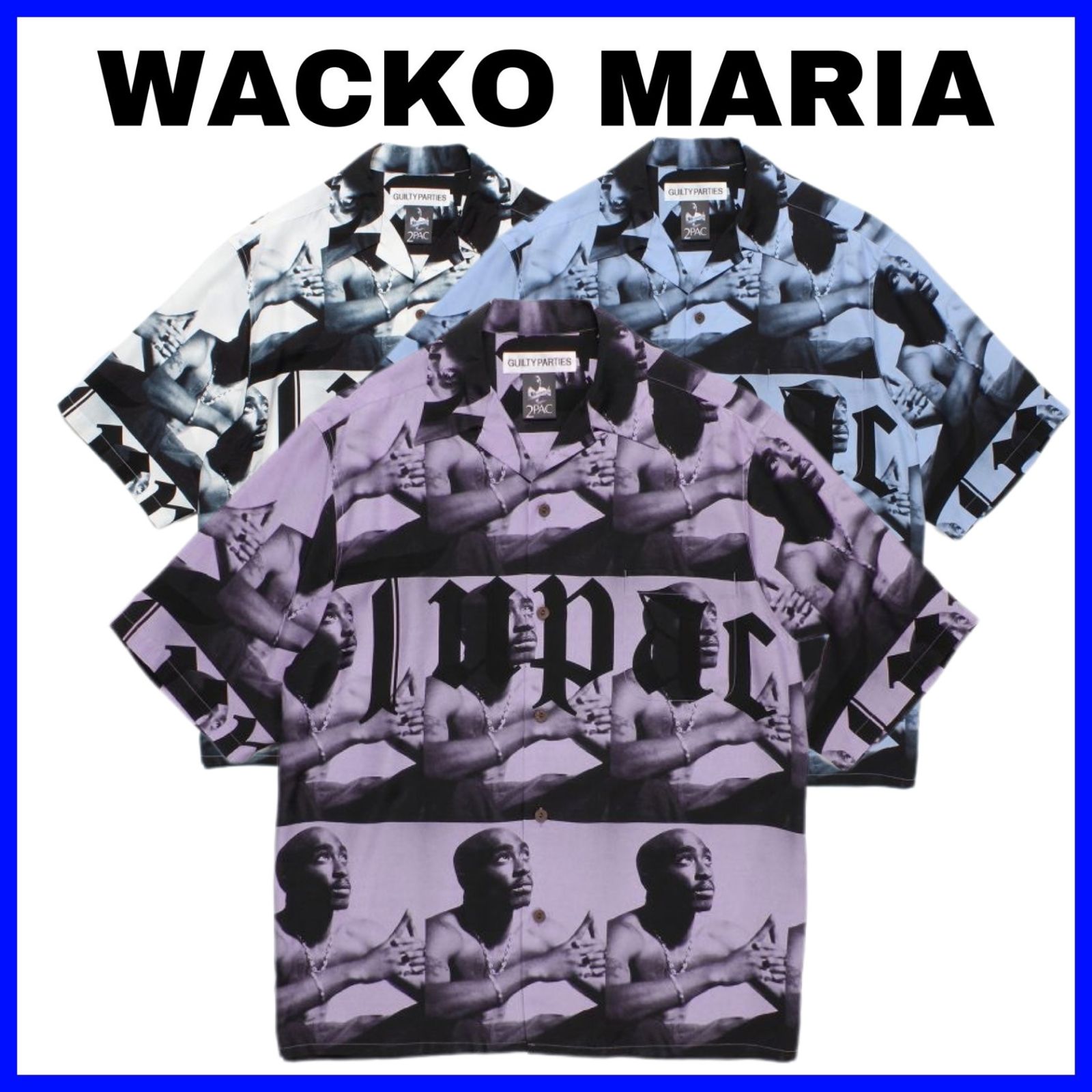 アロハ祭り☆WACKO MARIAワコマリアｘTupac♡2PACハワイアンカジュアルシャツ 3カラー ユニセックス