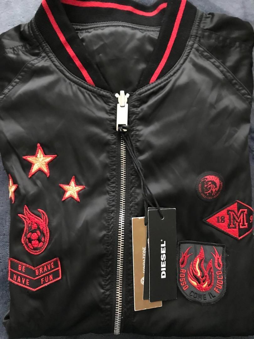 ディーゼル DIESEL スカジャン L ac Milan ボンバージャケット
