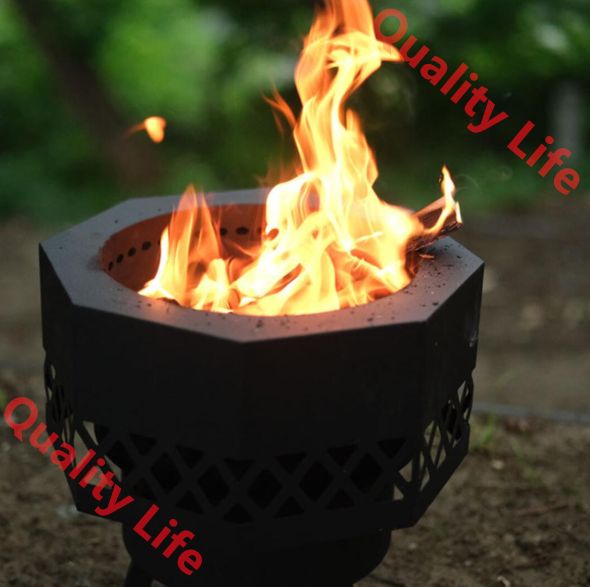 オクタゴンブラック 二次燃焼 無煙 焚き火台 焚火台 ブラックギア バーベキューコンロ ファイアピット 高火力 OLIVEOS_COM_TR