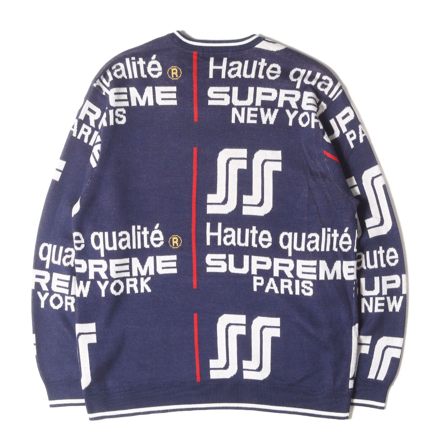 Supreme シュプリーム ニット ネイビー 紺 サイズ:L | 20SS ロゴ柄 