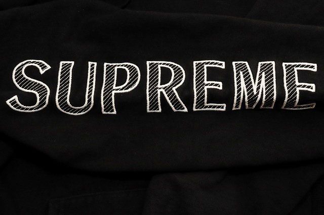 シュプリーム SUPREME 18SS SLEEVE EMBROIDERY HOODED SWEAT BLACK S  
