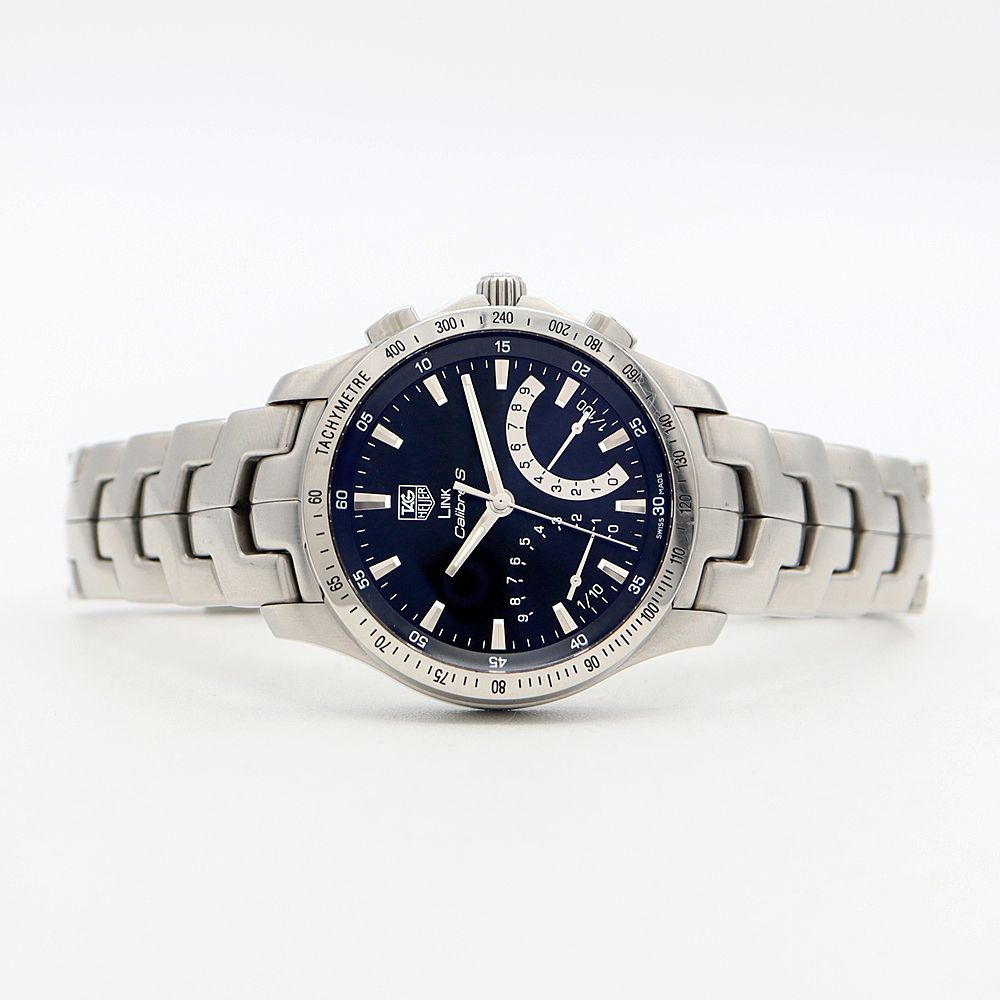 電池交換済 TAG Heuer タグホイヤー リンク キャリバーS クロノグラフ CJF7110 デイト 200m防水 黒 ブラック SS ステンレス メンズ クォーツ【6ヶ月保証】【腕時計】【中古】 電池交換済 TAG Heuer タグホイヤー リンク キャリバーS クロノグラフ
