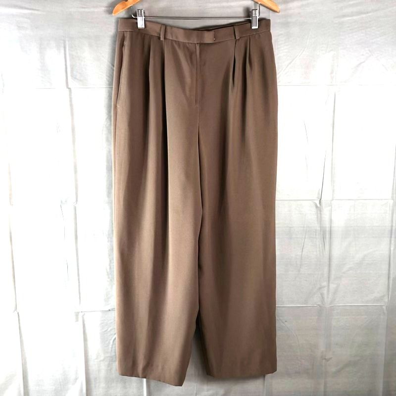 レリアン Leilian パンツ （ブラウン） レリアン leilian パンツ タックワイドパンツ スラックス とろみ