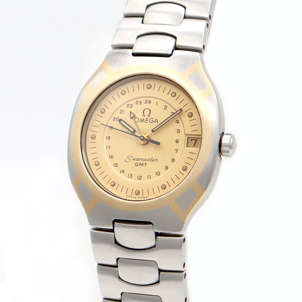 電池交換済 OMEGA オメガ シーマスターポラリス GMT 71536 QZ 電池交換済 OMEGA オメガ シーマスター ポラリス GMT デイト