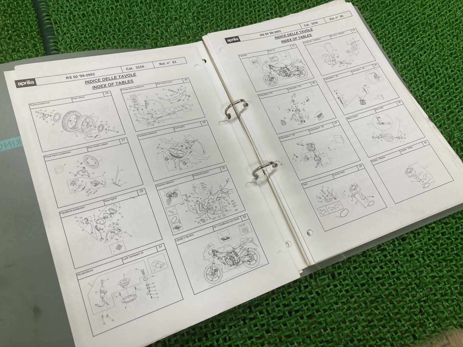 RS50 パーツリスト アプリリア 正規 中古 バイク 整備書 1999-2002年 パーツカタログ イタリア語 英語 車検 パーツカタログ 整備書  - カタログ・マニュアル