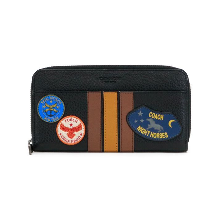 COACH レザー ヴァーシティ ストライプ アメリカン パッチワーク長財布 COACH レザー ヴァーシティ ストライプ アメリカン パッチワーク