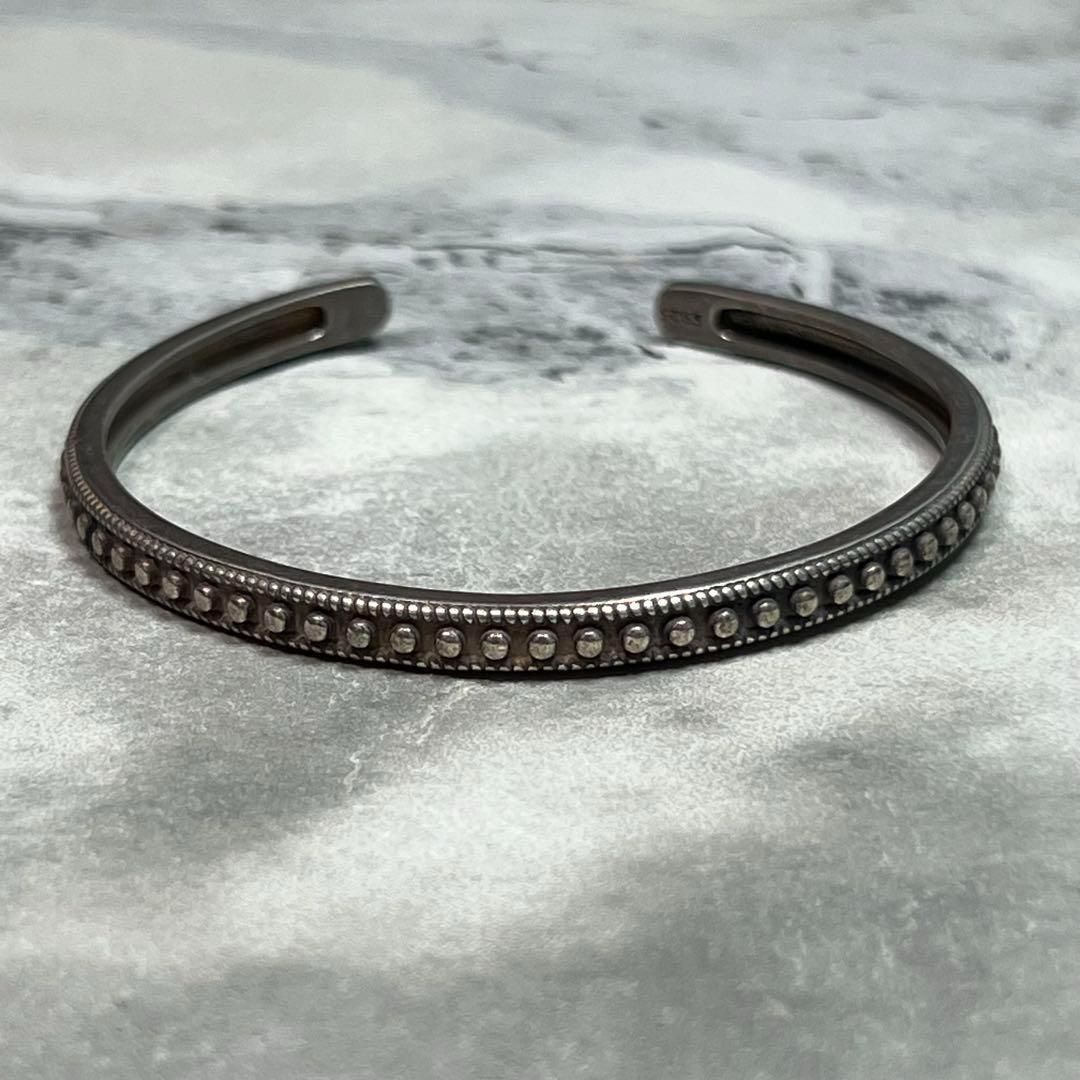 VINTAGE ヴィンテージ エスニック バングル ブレスレット インディアン ミルグレイン ミル打ちデザイン メンズ レディース ユニセックス 細身 上品 クラシック 重ね付け Milgrain Bangle Antique Style