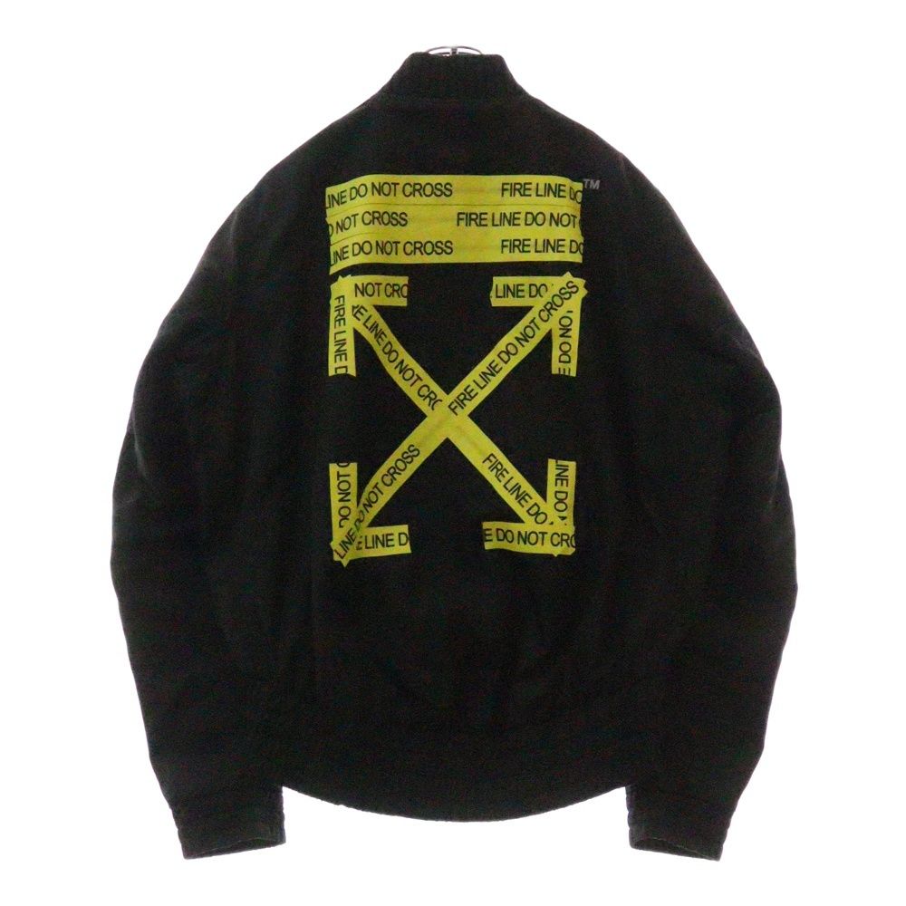 OFF-WHITE オフホワイト バックファイアテープロゴ ボンバーブルゾンジャケット ブラック|イエロー OMEH001S18578006