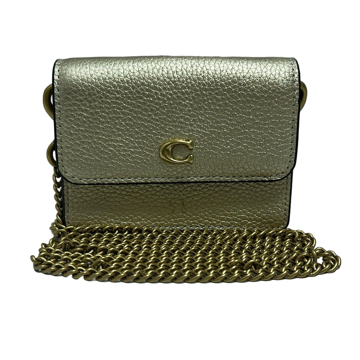 COACH コーチ カードケース ハーフ フラップ カード ケース C6720 ゴールド レザー