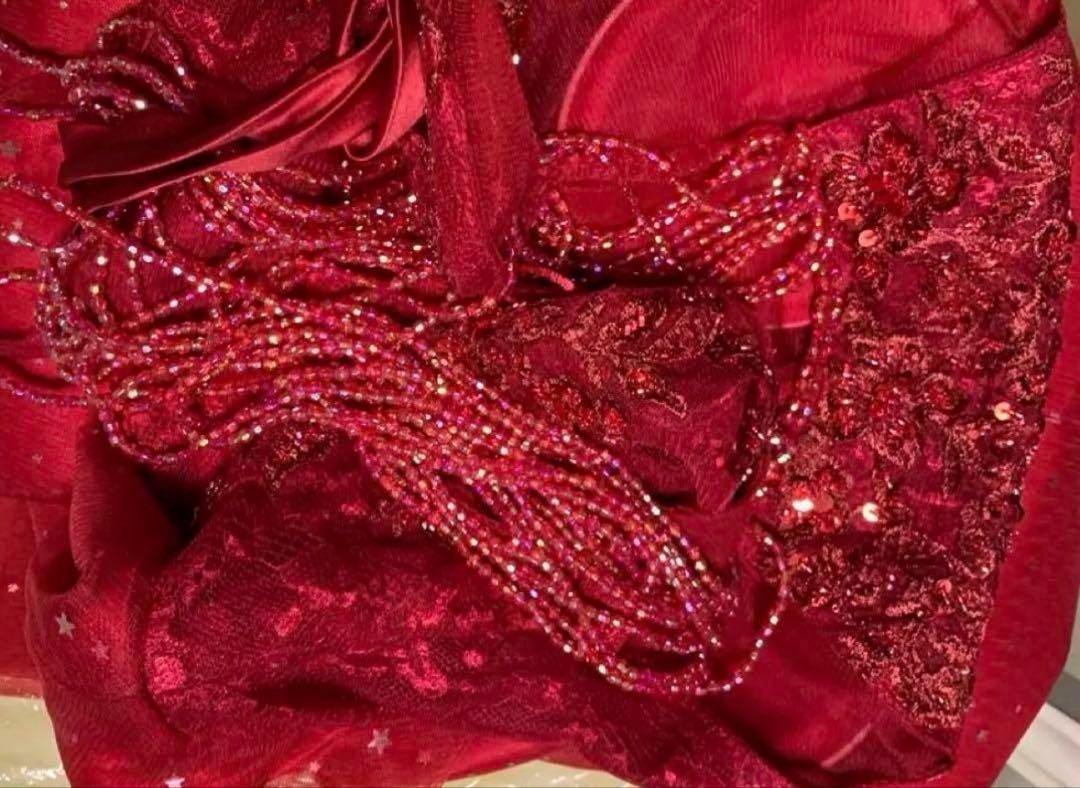 ビジューの美しい チュールイブニングドレス?.? - メルカリ