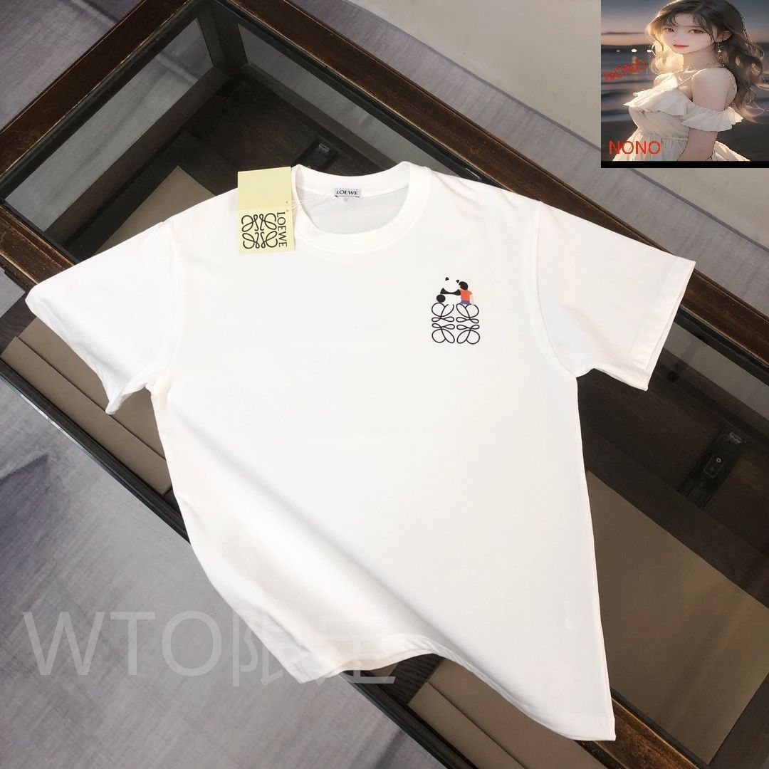 国内発 LOEWE ロゴホワイトコットンクルーネック半袖Tシャツ レギュラーフィット Tシャツ（コットン） ホワイト - LOEWE