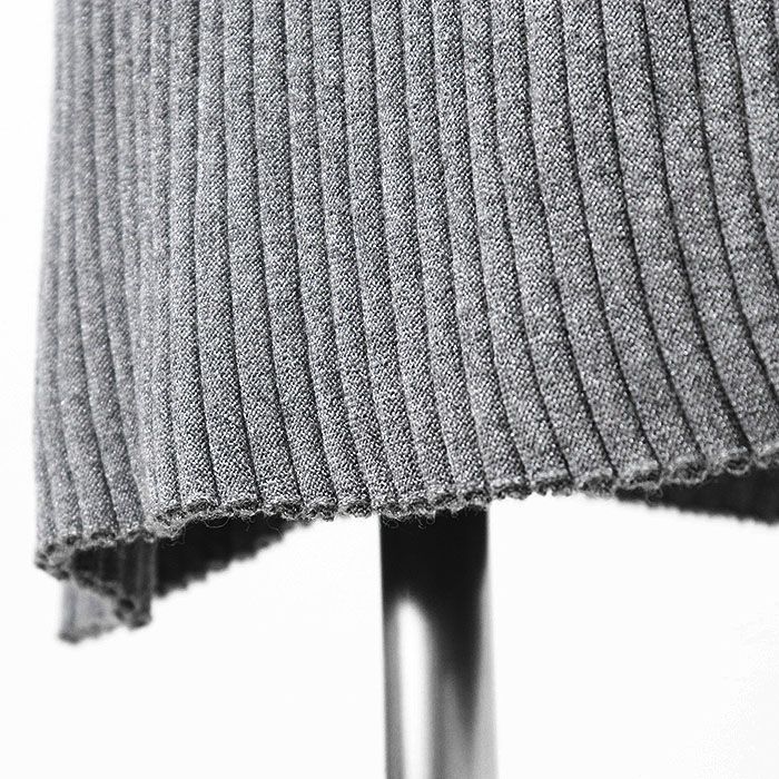 PRADA プラダ タイトスカート メタリック リブニット ロゴ ジャガード フ Aライン ストレッチ ボトムス レディース サイズ不明 グレー 灰色 GULLKHAN_COM