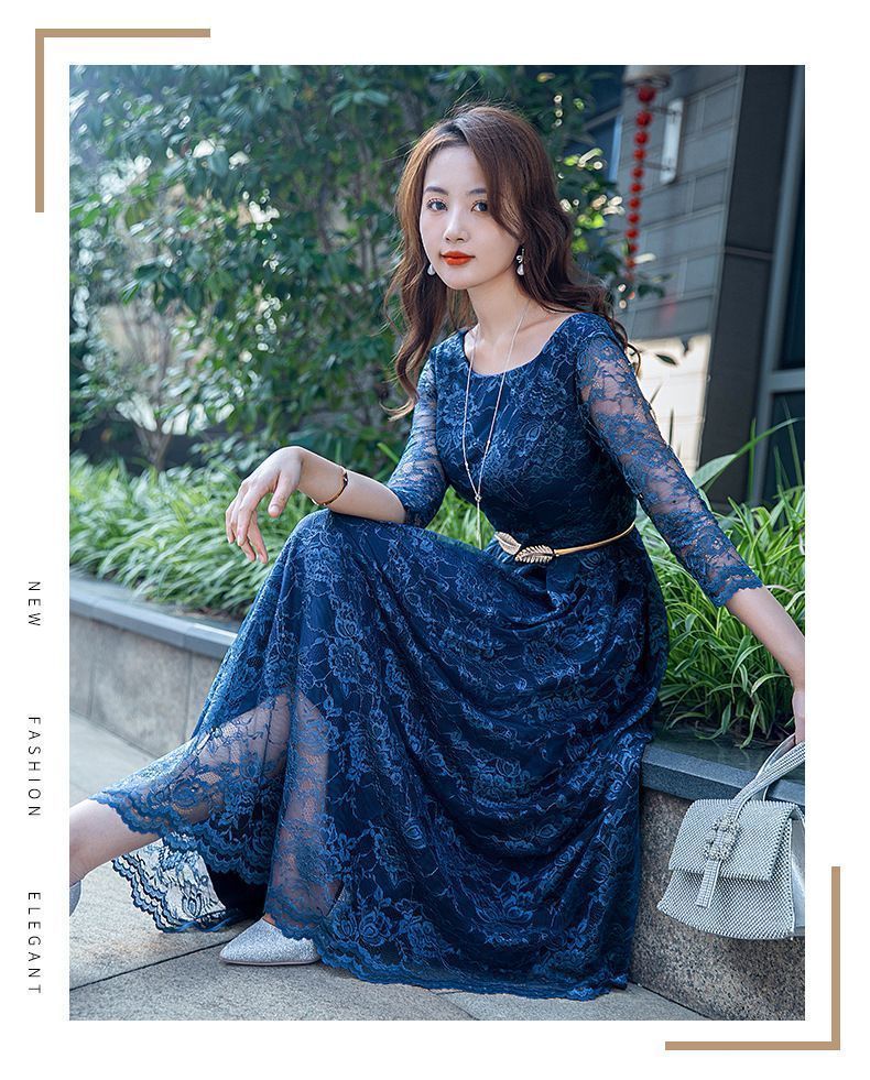 ドレス 大人 ピアノ 発表会 ロングドレス 演奏会 結婚式 袖付き ミモレ丈 体型カバー 二次会 花嫁