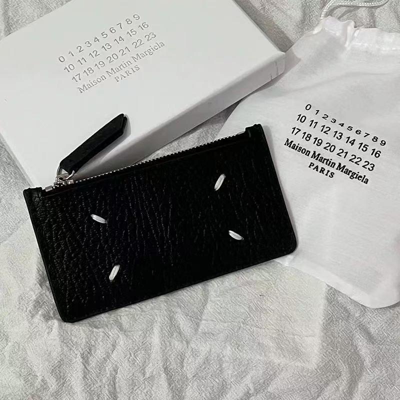 Maison Margiela MM6 スタイル牛革長小銭入れファスナーカード