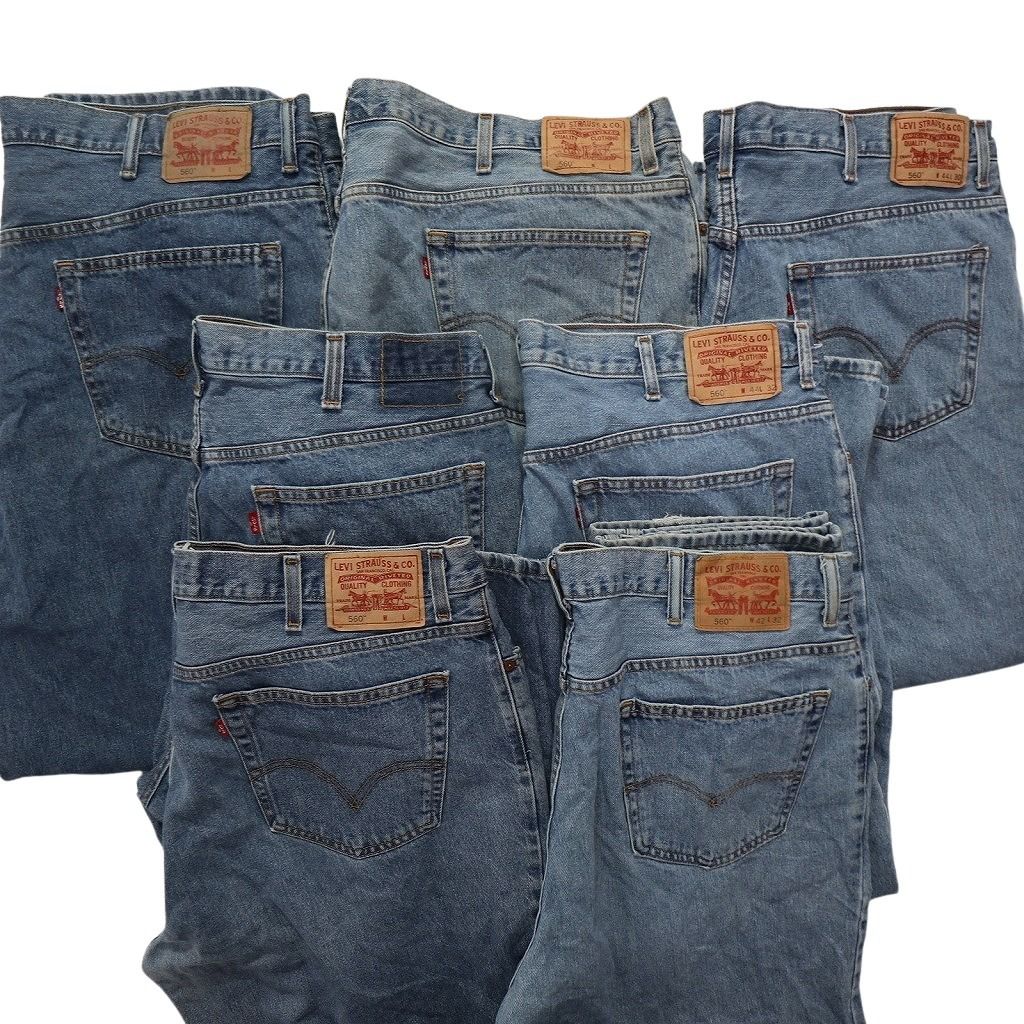 古着卸 リーバイス 560 デニム パンツ 7枚セット メンズ 42 44 46 50 ライトブルー グランジ 古着 NC1261 KIN-KAAI_COM