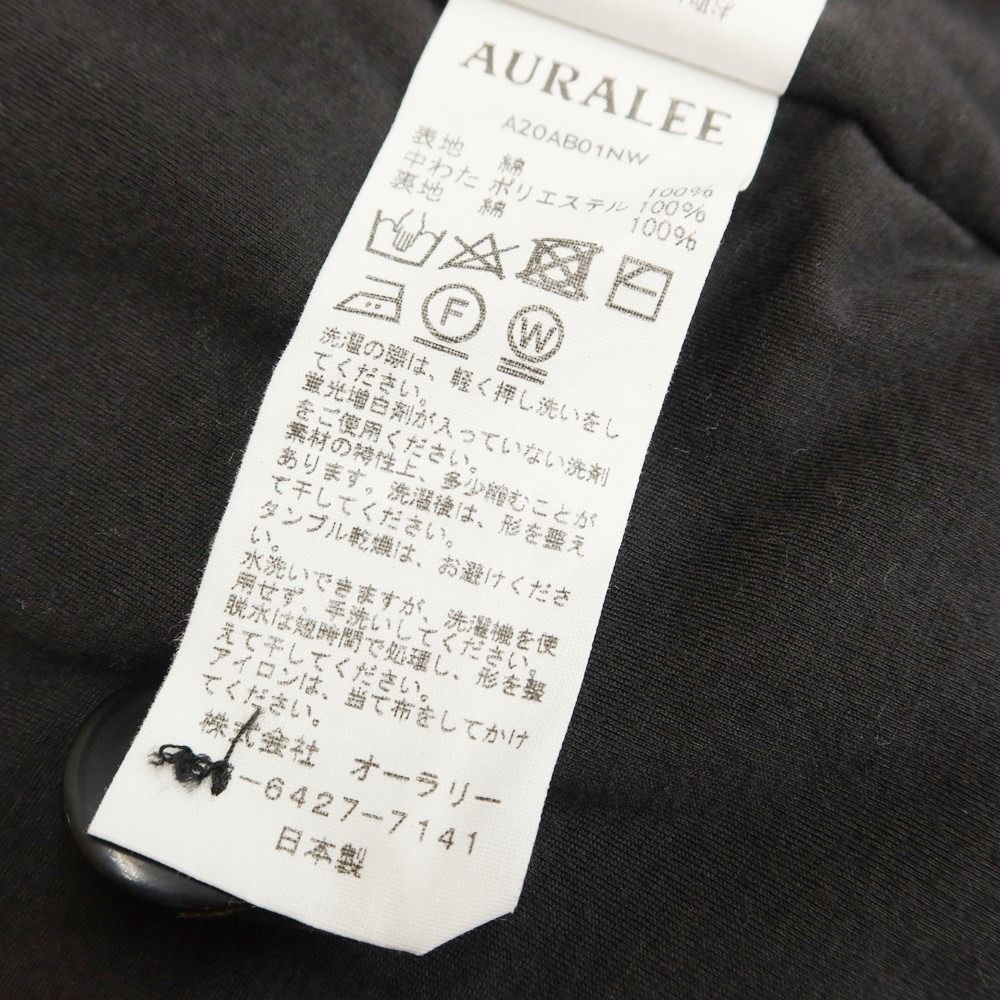 中古】オーラリー AURALEE コットン 中綿 ブルゾン チャコールグレー ...