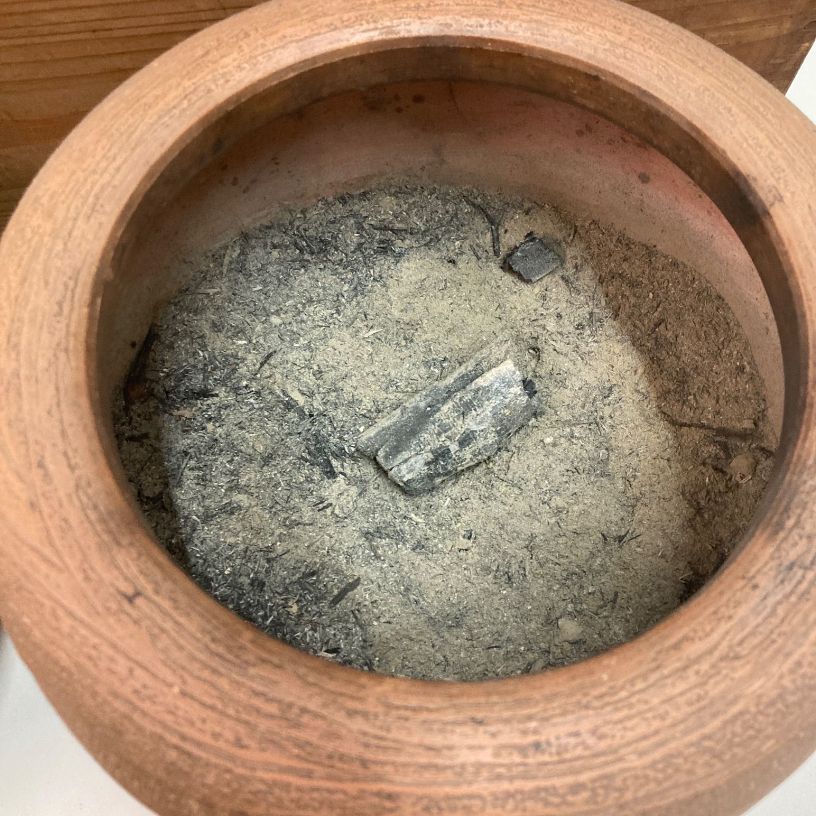 火鉢 2つセット 木箱付き アンティーク 木目調 陶器 高さ約19cm幅