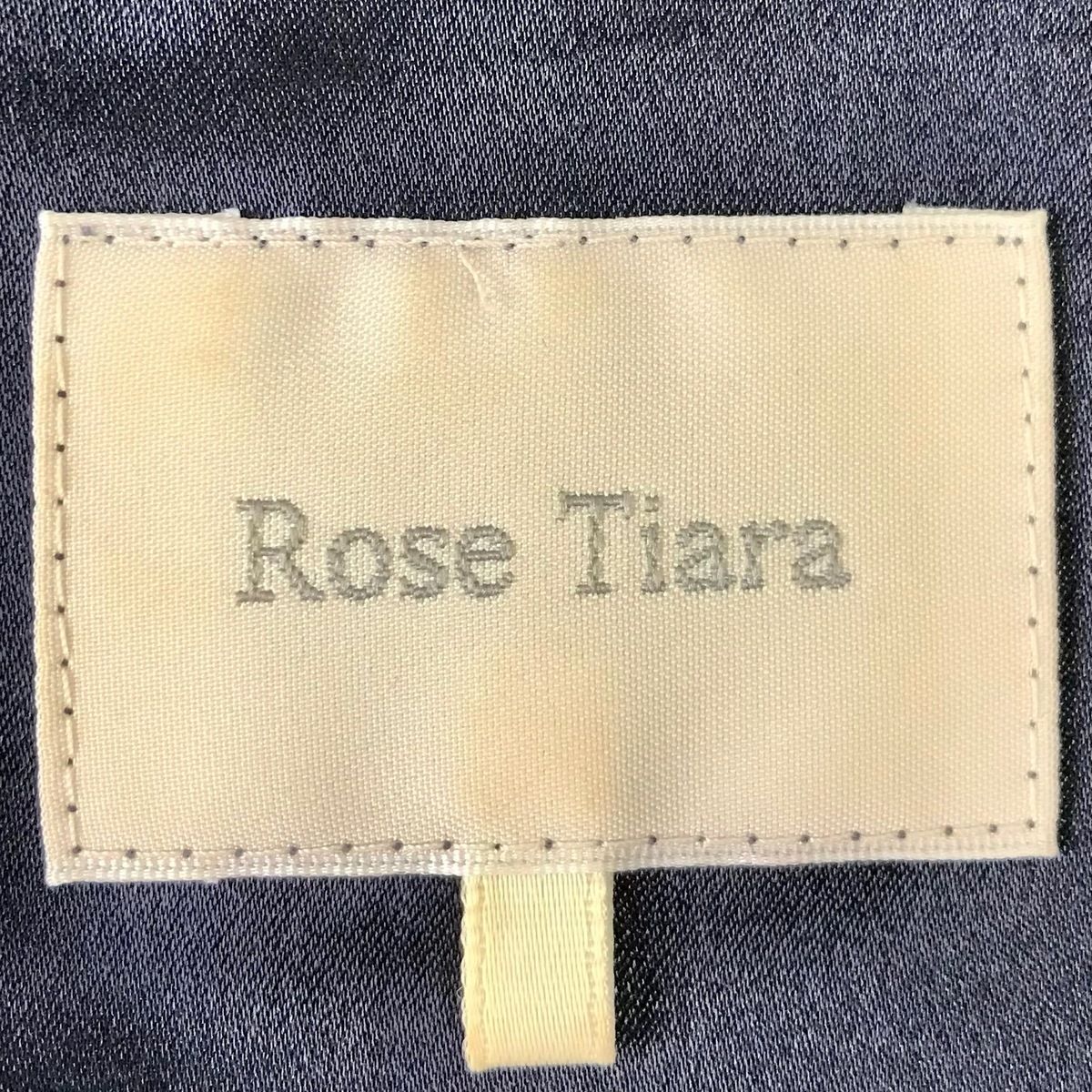 Rose Tiara(ローズティアラ) ワンピース サイズ46 XL レディース 黒×ネイビー 半袖/ロング/レース - メルカリ