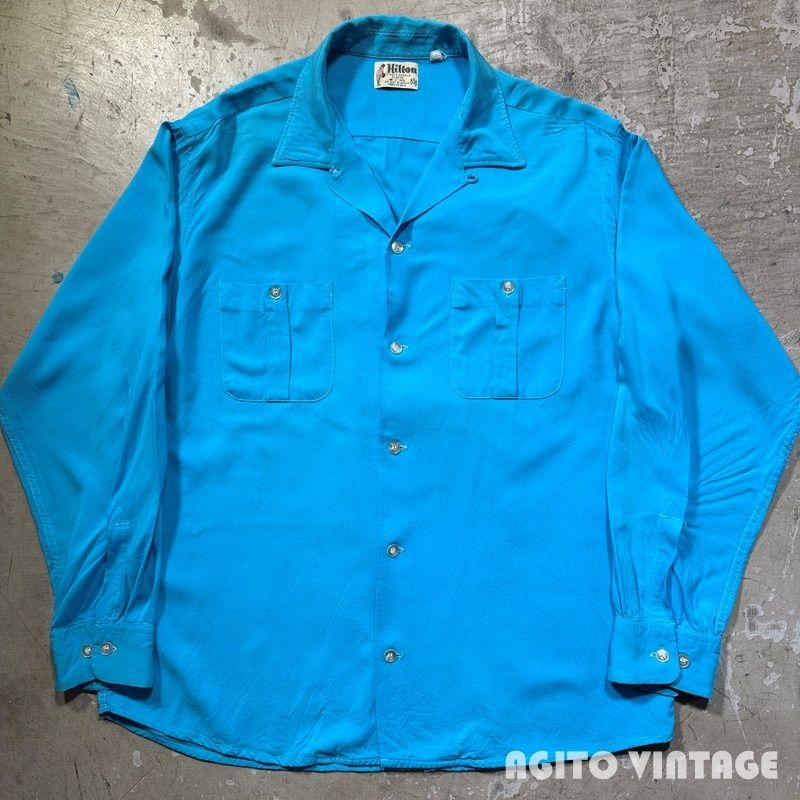 50s 60s ボーリングシャツ レーヨン リネン 50s 60s ボーリングシャツ