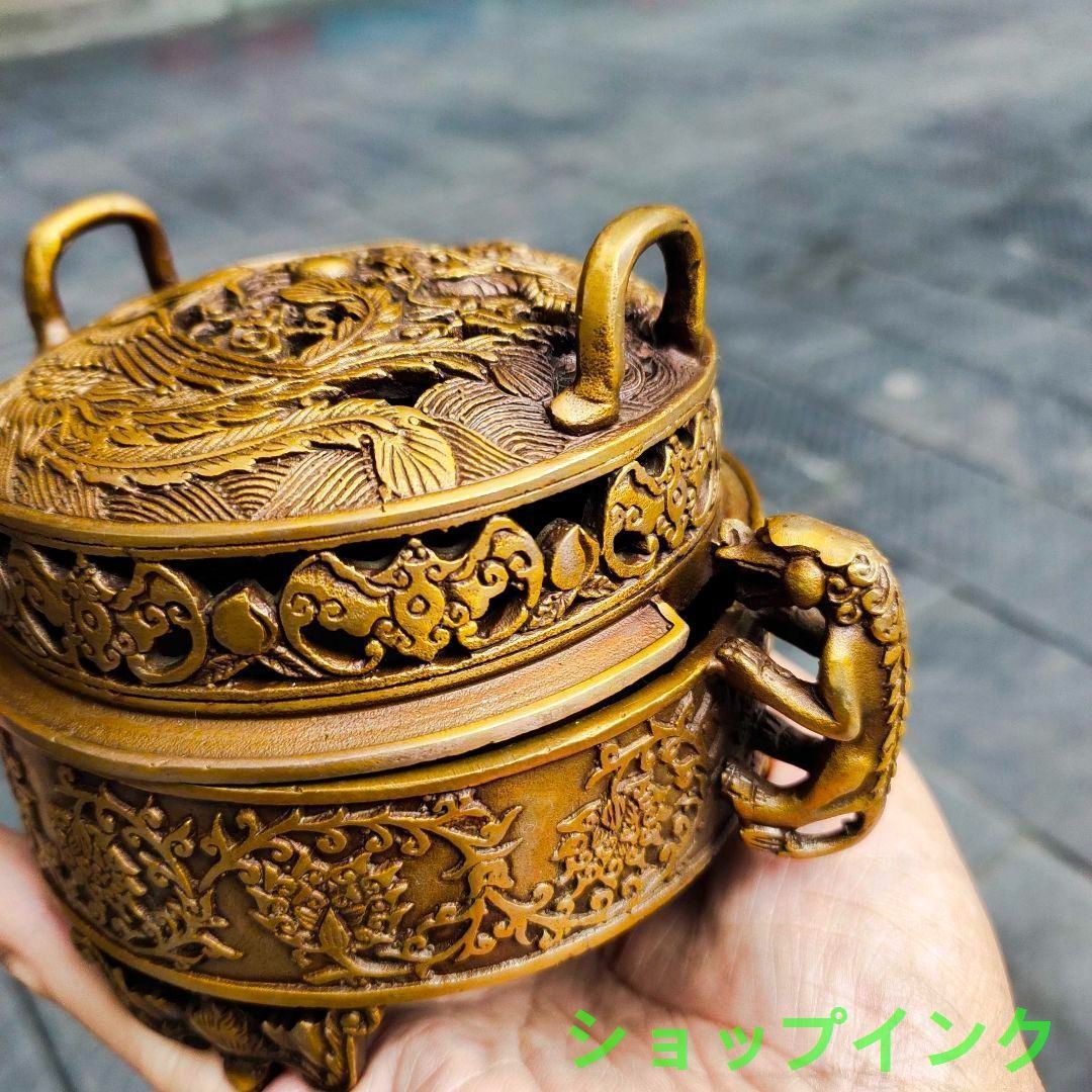 銅製 かぼちゃ灰皿 香炉 装飾品 工芸品 美術品 置物 龍鳳香炉 銅 細工 装飾品 現代工芸品 美術品 置物 - メルカリ
