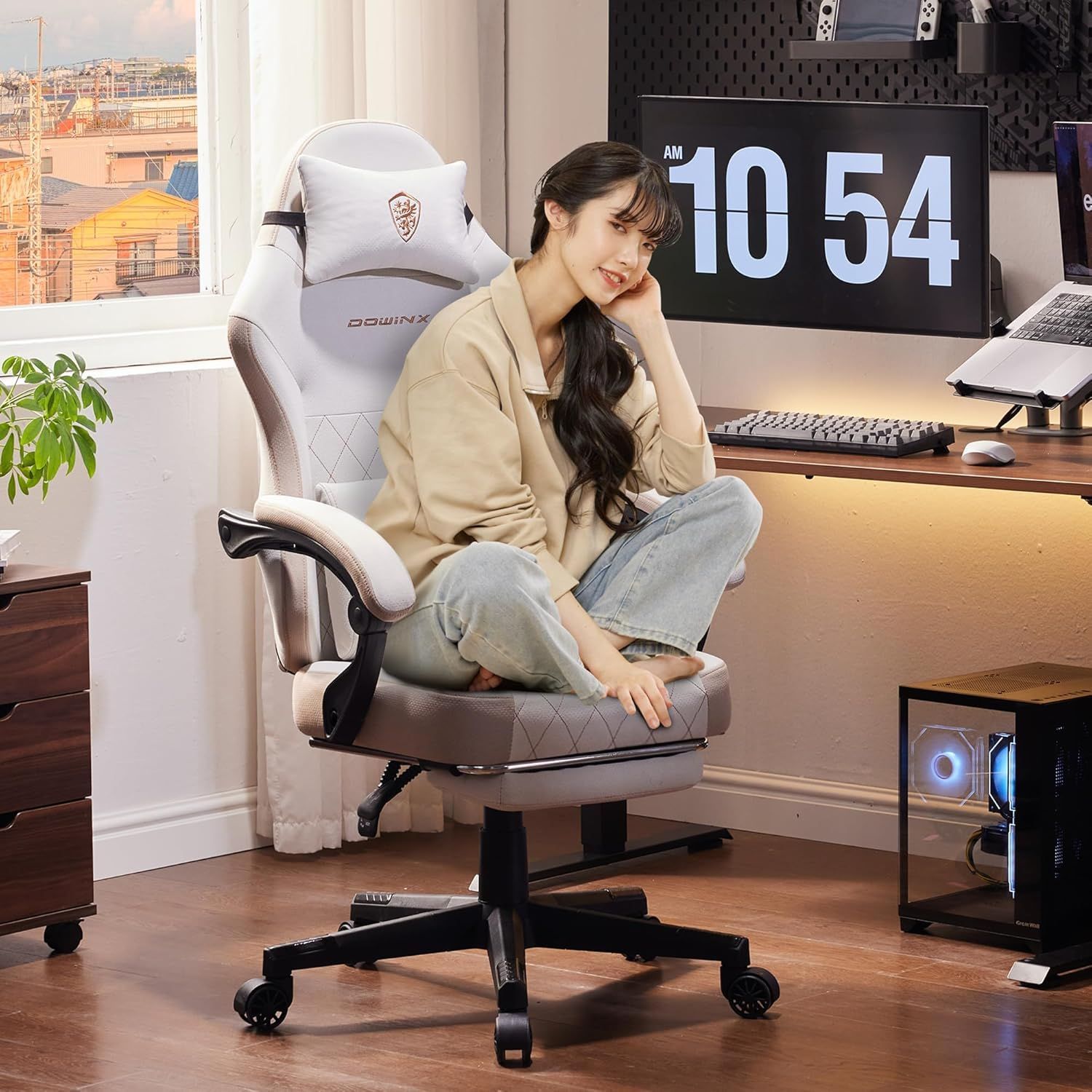 ゲーミングチェア オフィス テレワーク デスク オットマン リクライニング機能 ゲーミングチェア おしゃれ リクライニング オフィスチェア