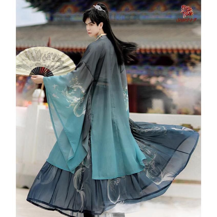 ファッションリーダー チャイナ服 上下3点セット メンズ レディース 大人 ペアルック グラデーション 白緑 黒緑 漢服＆唐装 華流コスプレ衣装 中国古代服装 ハロ BJ0903ML331 丁寧