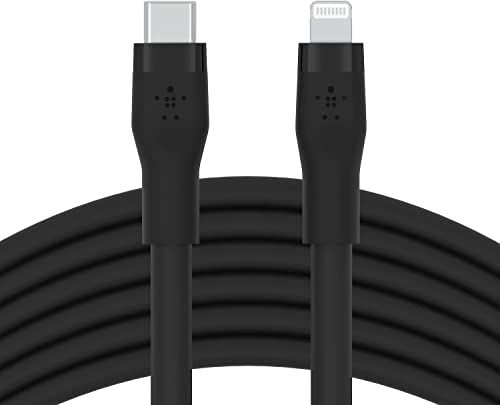 Belkin BoostCharge Flex シリコン USB Type C - Lightningケーブル 2m|6.6フィート MFi認証 20W 高速充電PD電源 iPhone 14|14 Plus 13 12 Pro Max