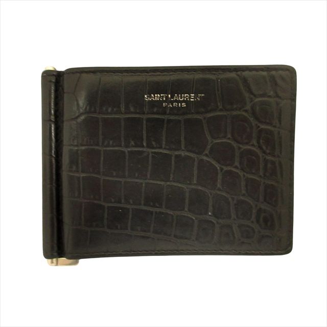 サンローラン 二つ折り財布 マネークリップ カードケース ロゴ レザー