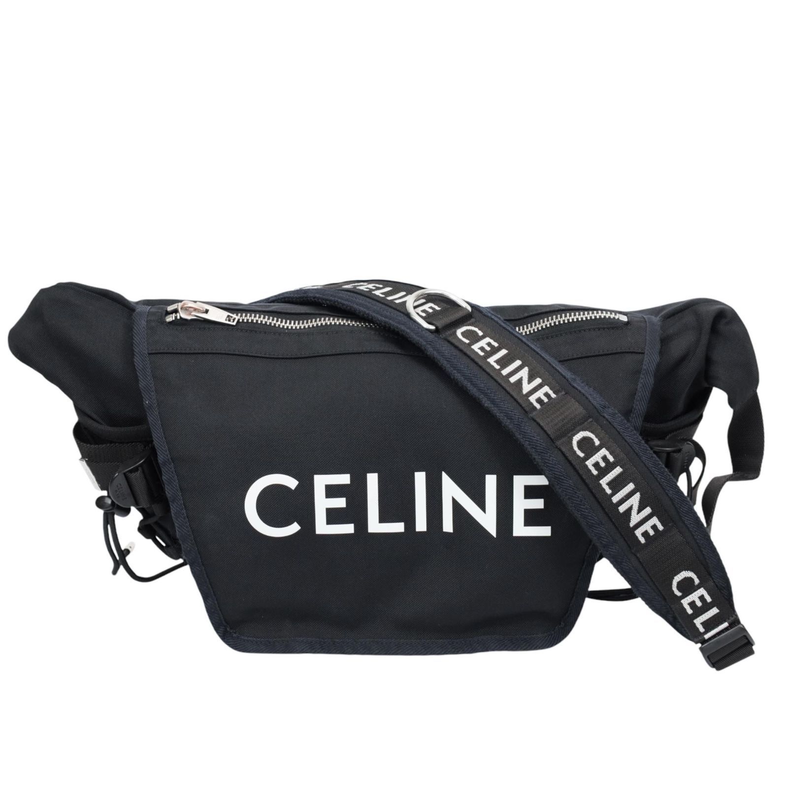 返品OK CELINE セリーヌ ミディアム トレッキング ナイロン ボディバッグ ブラックショルダーバッグ メンズ ABランク 本物