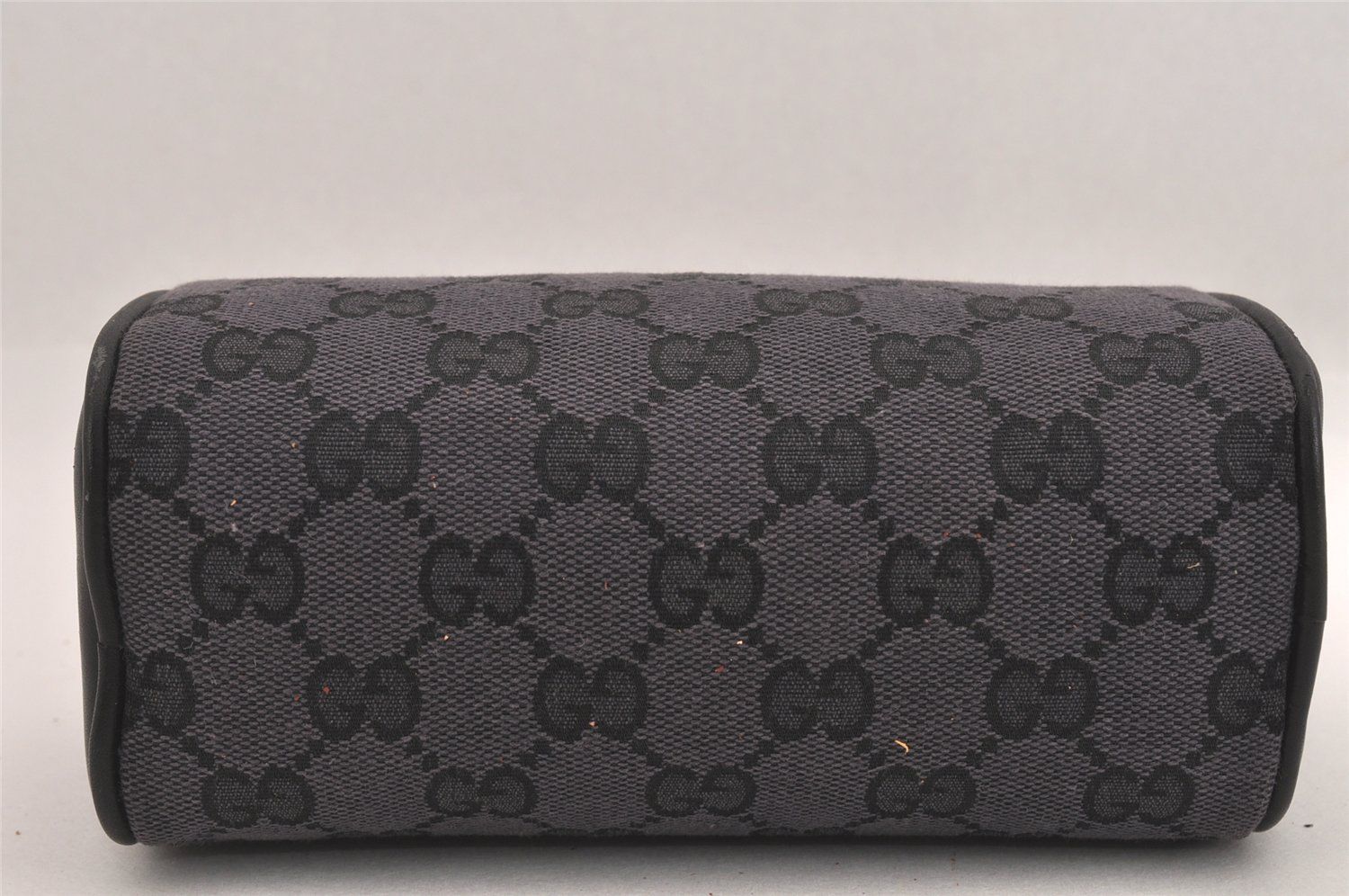 GUCCI グッチ ヴィンテージ ポーチ 財布 GGキャンバス レザー ブラック