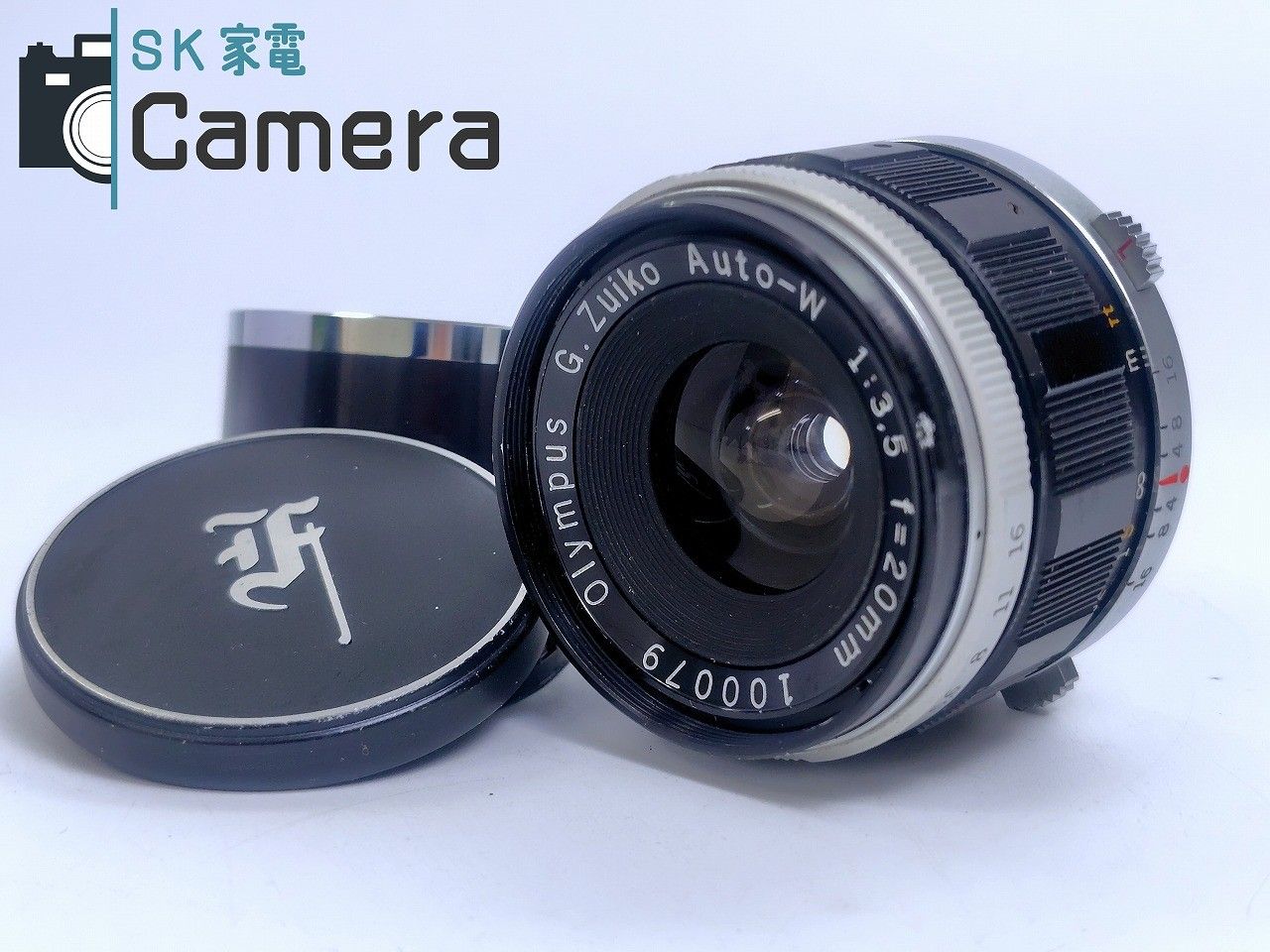OLYMPUS - 【中古】 OLYMPUS G.Zuiko Auto-W 20ｍｍ F3.5 オリンパス フード キャップ付 中古】 OLYMPUS G.Zuiko Auto-W 20mm F3.5 オリンパス フード