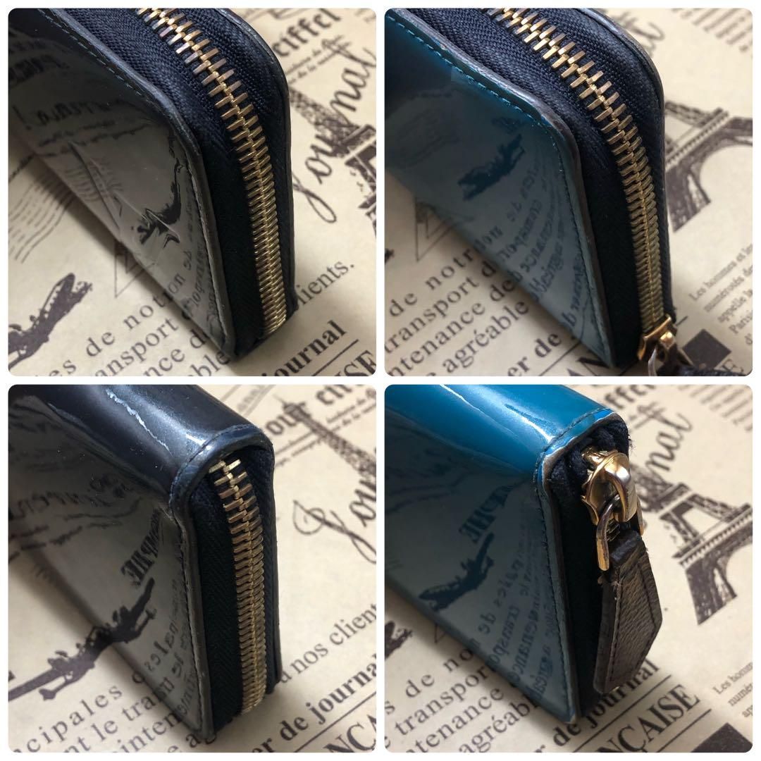 ルイヴィトン 長財布 ミロワール ヴェルニ ジッピー ブルーマリーヌ