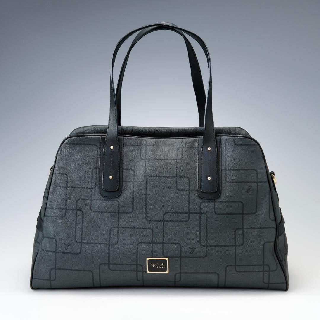 agnes b. アニエスベー ボストンバッグ ブラック 大容量 PVC