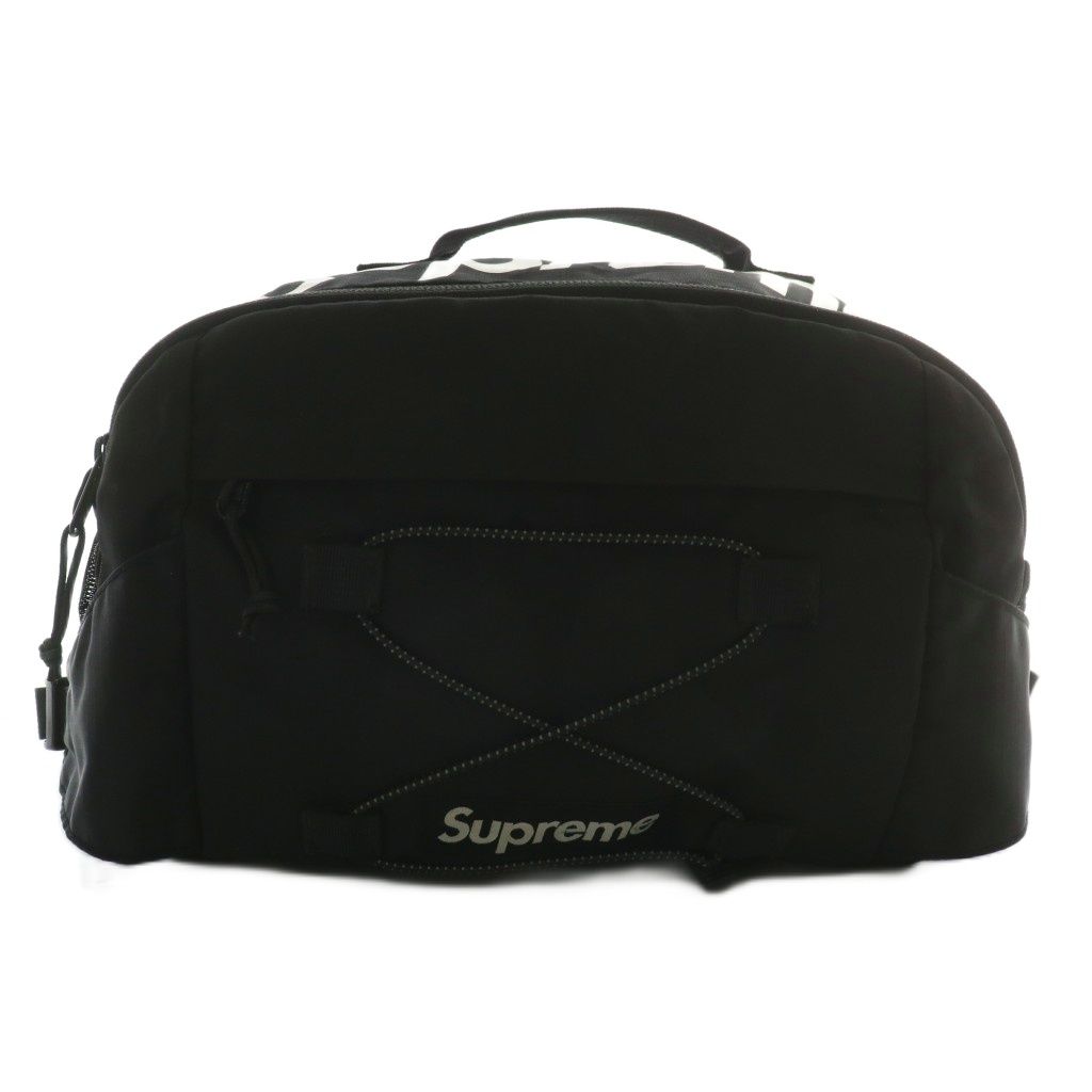 シュプリーム SUPREME 17ss Waist Bag ウエストバッグ ボディバッグ ナイロン ロゴ プリント 黒 ブラック |XZ GY18