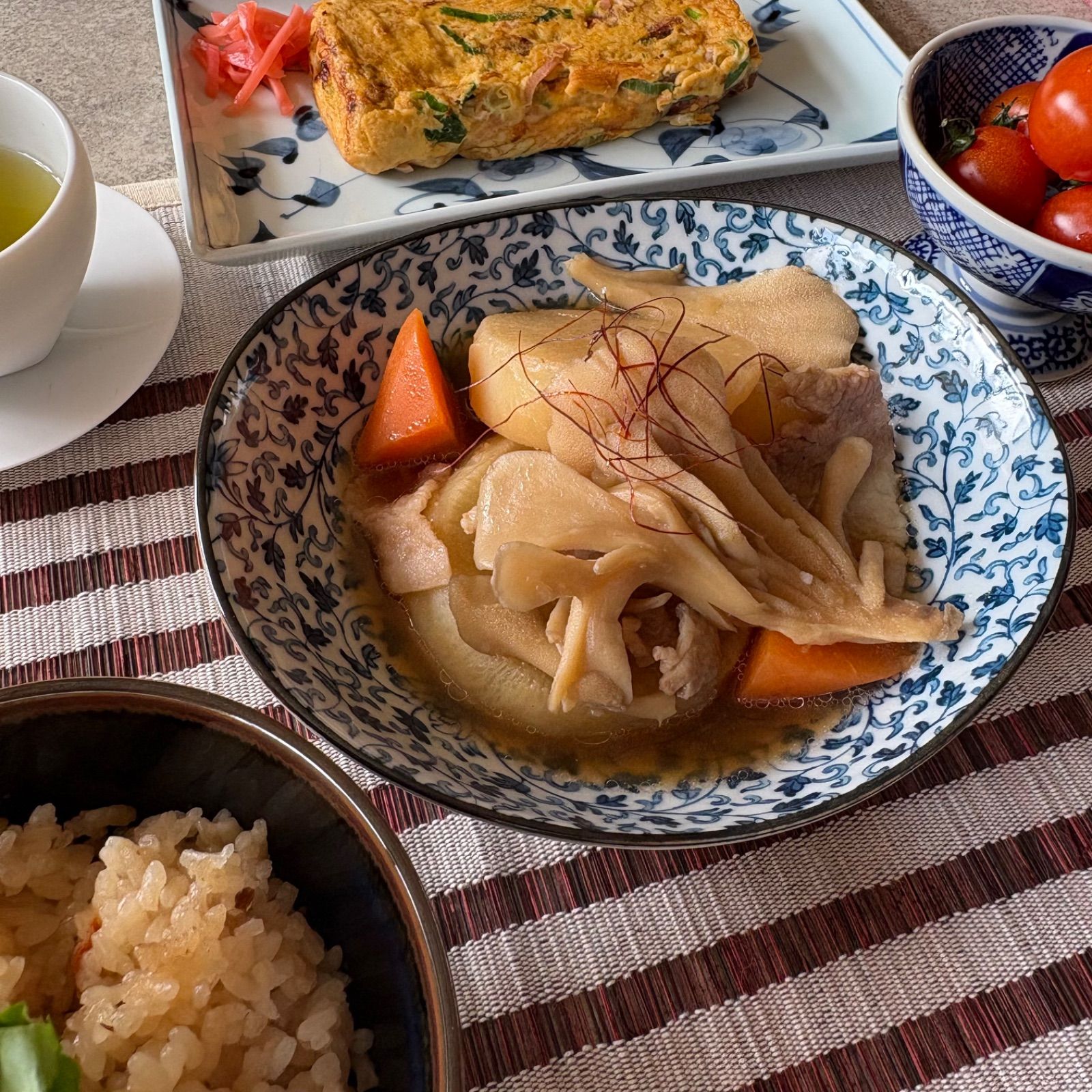 美濃焼 17cm 楕円鉢 五点セット 千筋十草柄 和食器 オーバル 楕円 青