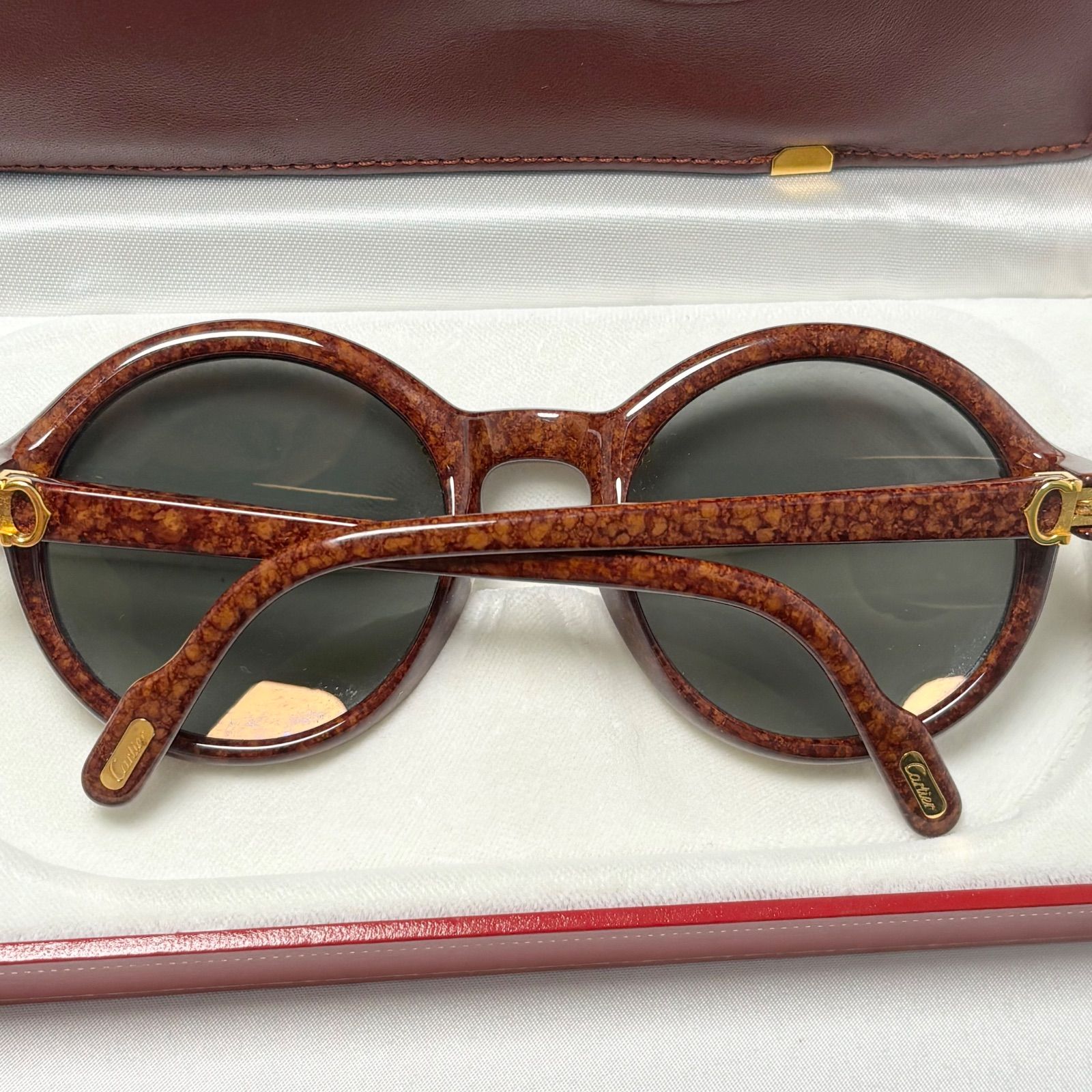 Cartier ブラウン サングラス Cartier CT0505S 004 Sunglasses Shiny Gold - eye-oo.com