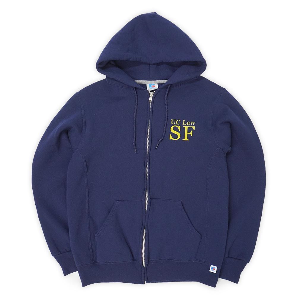 ラッセル RUSSELL 00s 2000年代 フルジップ スウェットパーカー フーディー UC Law SF カレッジロゴ 旧タグ 珍品 USA ヴィンテージ アメリカ 古着 メンズ パーカー ネイビー / 紺 M【中古】