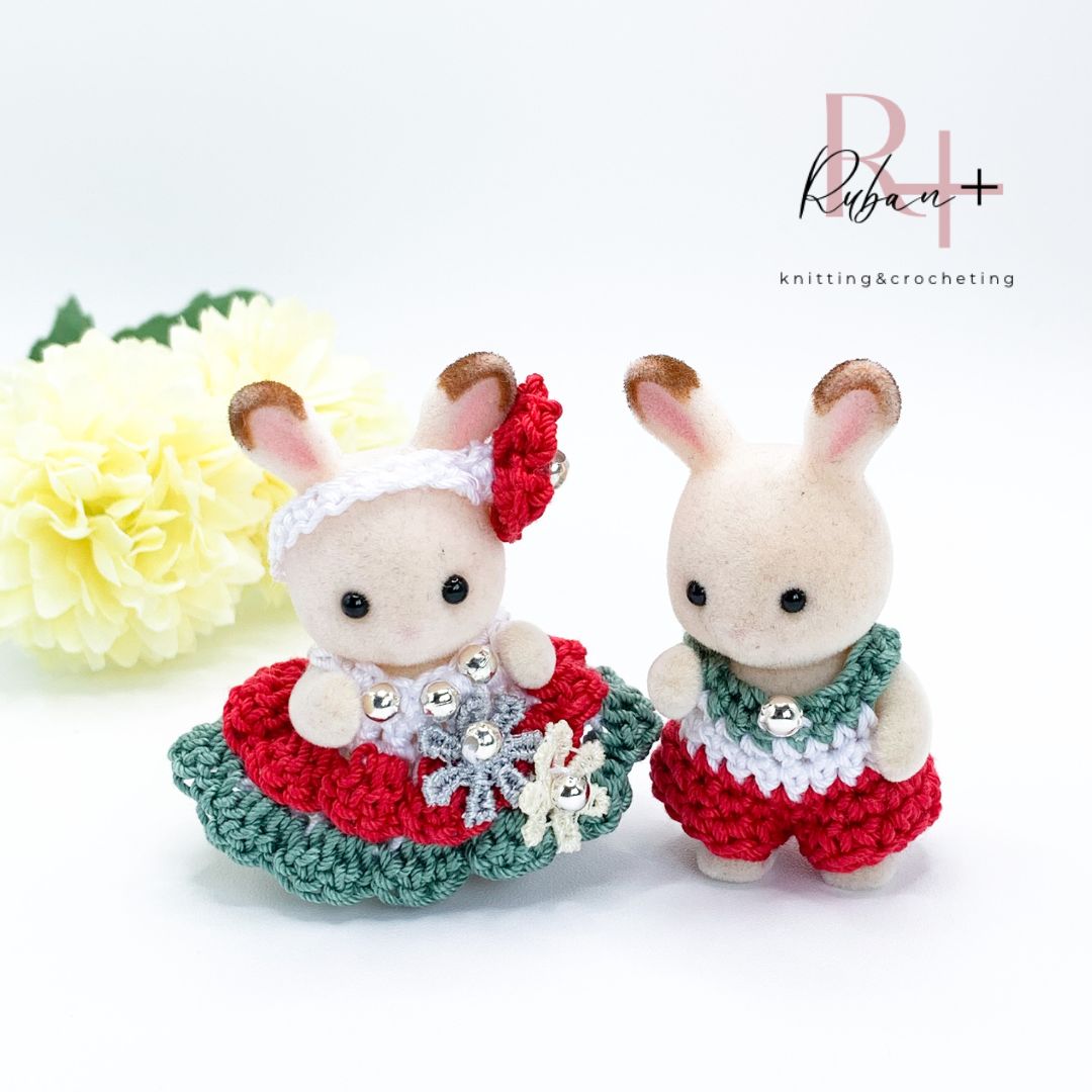 シルバニア ハンドメイド 服 ドレス いちご グリーン レッド
