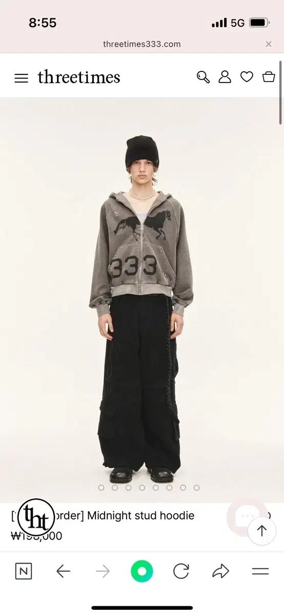 タグ付き スリータイムズ ミッドナイト フーディー