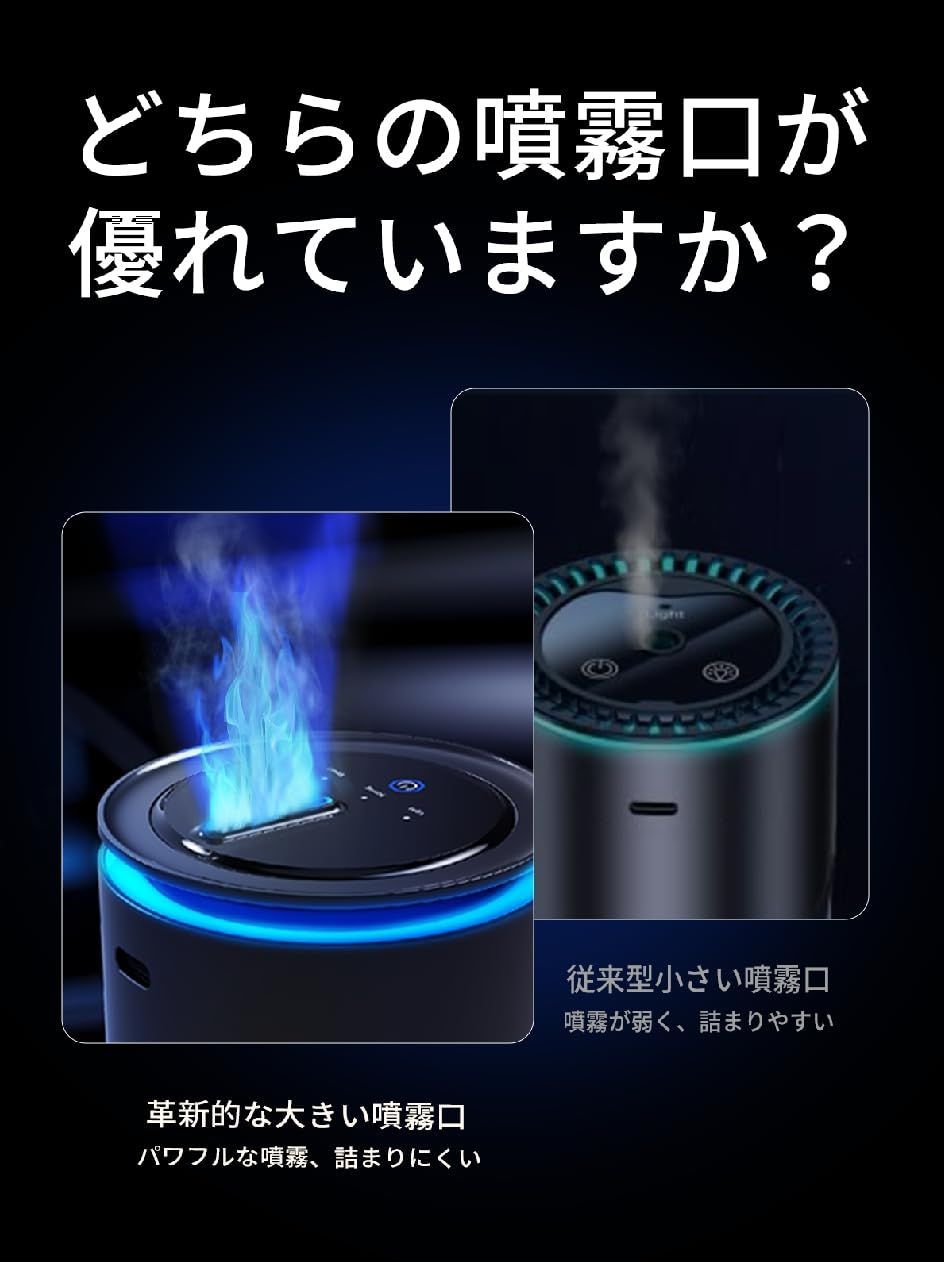 TORRAS 車 アロマディフューザー 詰まりにくい特許大噴霧口 雰囲気ライト 自動ON OFF 静音 コードレス 車 芳香剤 金木犀 CF12 消臭 天然香料